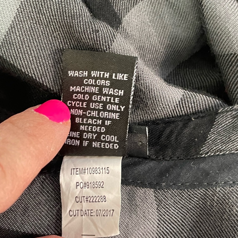 Torrid Black Grey Buffalo Check Button Front Challis Baby Doll Tunic, 2, 2X - Picture 4 of 11